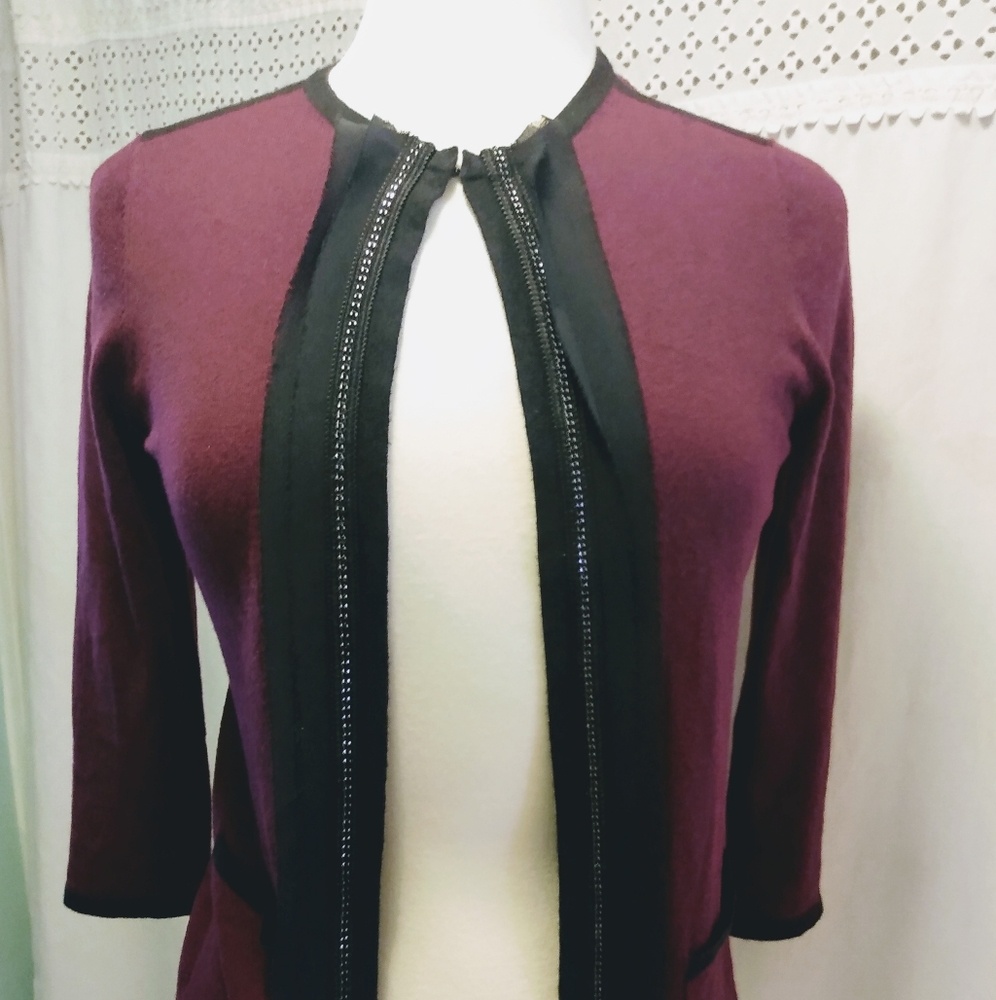 Ann Taylor XS Cardigan Purple Black Women's. Condi